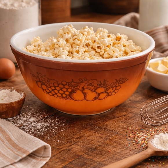 Pyrex Other - Vintage Pyrex Autumn Harvest Orchard Fruit Brown Mixing Bowl 2.5 Qt